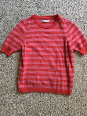 Outerknown Girls' Red & Pink Striped Short-Sleeve Sweater
